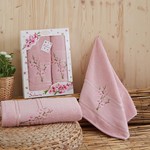 Набор полотенец Karna SAKURA грязно-розовый 50х90 70х140, фото, фотография