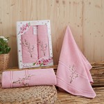 Набор полотенец Karna SAKURA розовый 50х90 70х140, фото, фотография