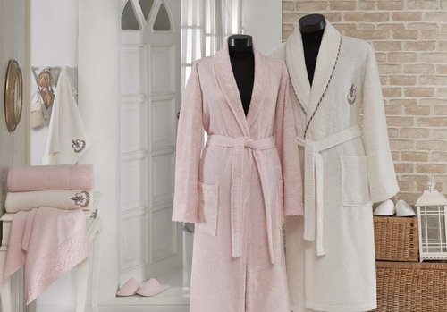 Набор халатов Gonca HAZAN кремовый-розовый 48-50 50-52, фото, фотография