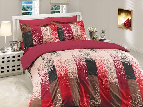 Постельное белье Hobby Home Collection ALANDRA хлопковый поплин бордовый 1,5 спальный, фото, фотография