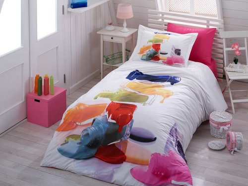 Детское постельное белье Hobby Home Collection RAINBOW хлопковый поплин 1,5 спальный, фото, фотография