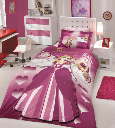 Детское постельное белье Hobby Home Collection LADY хлопковый поплин бордовый 1,5 спальный, фото, фотография