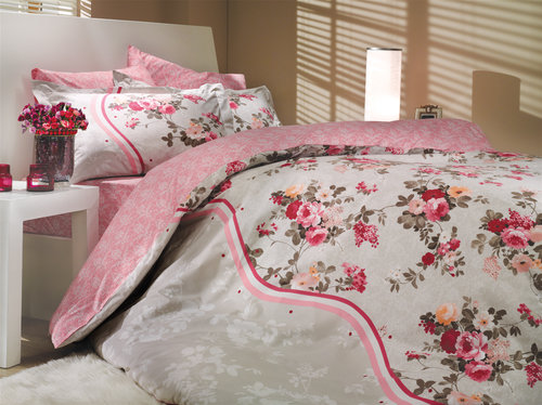 Постельное белье Hobby Home Collection SUSANA хлопковый поплин розовый 1,5 спальный, фото, фотография