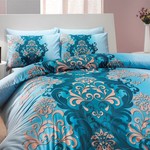 Постельное белье Hobby Home Collection ALMEDA хлопковый ранфорс синий 2-х спальный, фото, фотография