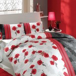 Постельное белье Hobby Home Collection LIANA хлопковый ранфорс красный 2-х спальный, фото, фотография