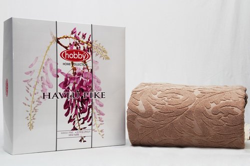Махровая простынь-покрывало для укрывания Hobby Home Collection SULTAN хлопок бежевый 200х220, фото, фотография