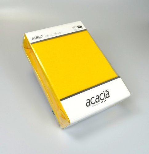 Простынь на резинке трикотажная Karna ACACIA тёмно-жёлтый 180х200+30, фото, фотография