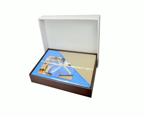 Постельное белье Modalin SANFORD сатин хлопок коричневый+бежевый 1,5 спальный, фото, фотография