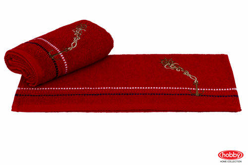 Полотенце Hobby MARINA красный якорь 50х90, фото, фотография