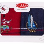 Набор полотенец в подарочной упаковке Hobby MARINA красный-синий 50х90 2 шт., фото, фотография