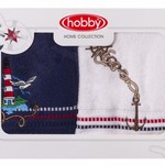 Набор полотенец в подарочной упаковке Hobby MARINA синий-белый 50х90 2 шт., фото, фотография