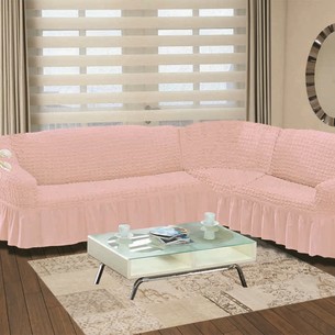 Чехол на диван угловой правосторонний 2+3 Bulsan светло-розовый