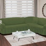 Чехол на диван угловой правосторонний 2+3 Bulsan зелёный, фото, фотография