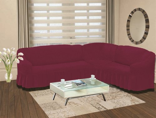 Чехол на диван угловой правосторонний 2+3 Bulsan светло-лавандовый, фото, фотография