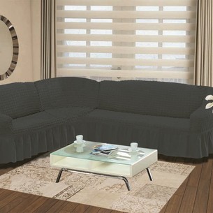 Чехол на диван угловой левосторонний 2+3 Bulsan тёмно-серый