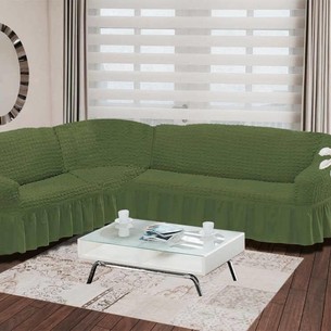 Чехол на диван угловой левосторонний 2+3 Bulsan зелёный