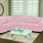 Чехол на диван угловой левосторонний 2+3 Bulsan светло-розовый, фото, фотография