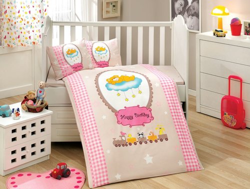 Набор в детскую кроватку Hobby Home Collection BAMBAM хлопковый поплин розовый, фото, фотография