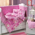 Набор в детскую кроватку для новорожденных Hobby LITTLE SHEEP розовый ясли, фото, фотография