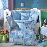 Набор в детскую кроватку для новорожденных Hobby LITTLE SHEEP синий ясли, фото, фотография