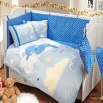 Набор в детскую кроватку для новорожденных Hobby SLEEPER синий ясли, фото, фотография
