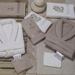 Набор халатов с полотенцами Nurpak BIOFLORES кремовый+кремовый 48-52, фото, фотография