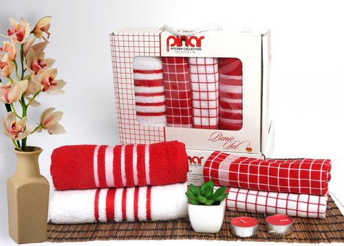 Набор полотенец Pinar PICNIC SET красный 40х60 4 шт., фото, фотография