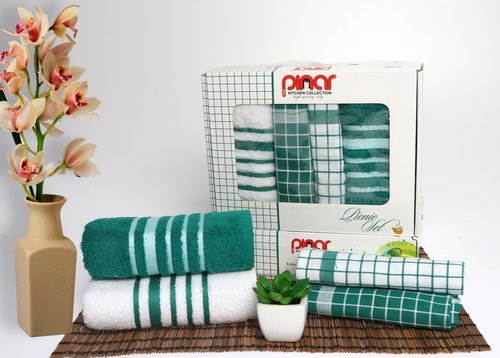Набор полотенец Pinar PICNIC SET зелёный 40х60 4 шт., фото, фотография