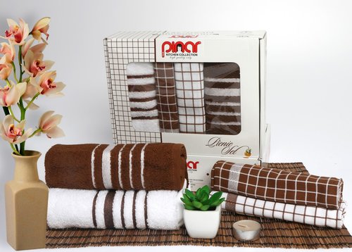 Набор полотенец Pinar PICNIC SET коричневый 40х60 4 шт., фото, фотография
