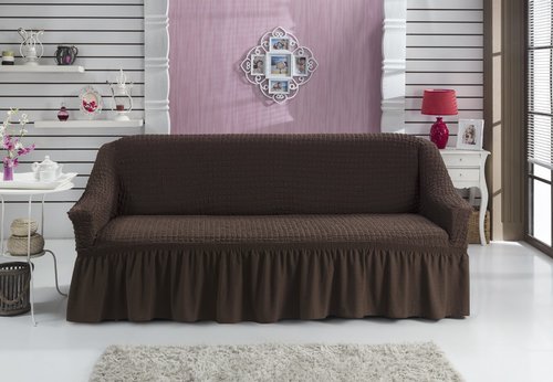 Чехол на диван Bulsan BURUMCUK коричневый двухместный, фото, фотография
