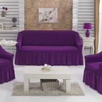 Набор чехлов на трёхместный диван и кресла 2 шт. Bulsan BURUMCUK фиолетовый, фото, фотография