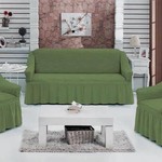 Набор чехлов на трёхместный диван и кресла 2 шт. Bulsan BURUMCUK зелёный, фото, фотография