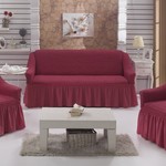 Набор чехлов на трёхместный диван и кресла 2 шт. Bulsan BURUMCUK грязно-розовый, фото, фотография