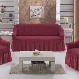 Набор чехлов на трёхместный диван и кресла 2 шт. Bulsan BURUMCUK грязно-розовый