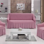 Набор чехлов на трёхместный диван и кресла 2 шт. Bulsan BURUMCUK светло-розовый, фото, фотография
