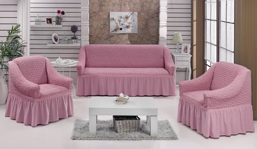 Набор чехлов на трёхместный диван и кресла 2 шт. Bulsan BURUMCUK светло-розовый, фото, фотография