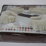 Чехол на диван угловой левосторонний 2+3 Bulsan кремовый, фото, фотография