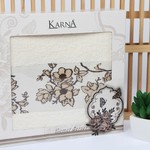 Полотенце Karna VIOLET хлопковая махра кремовый 50х90, фото, фотография