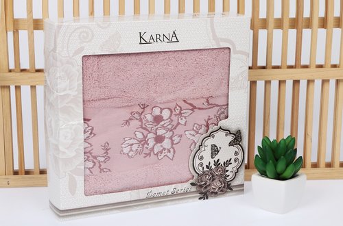 Полотенце Karna VIOLET хлопковая махра грязно-розовый 50х90, фото, фотография