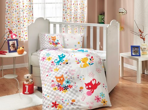 Набор в детскую кроватку для новорожденных Hobby MIRMIR поплин белый ясли, фото, фотография