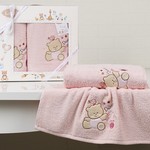 Набор полотенец детских в подарочной упаковка Karna BAMBINO-BEAR махра розовый 50х70, 70х120, фото, фотография
