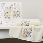 Набор полотенец детских в подарочной упаковка Karna BAMBINO-BEAR махра кремовый 50х70, 70х120, фото, фотография