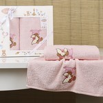 Набор полотенец детских в подарочной упаковка Karna BAMBINO-TEDDY махра розовый 50х70, 70х120, фото, фотография