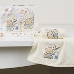 Набор полотенец детских в подарочной упаковка Karna BAMBINO махра голубой V4 30х50, фото, фотография