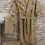 Набор из халата, полотенец, тапочек Altinbasak MARGARETE EXC махра бамбук бежевый M, фото, фотография