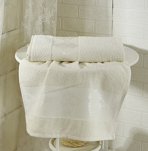 Полотенце для ванной Karna DORA махра хлопок кремовый 70х140, фото, фотография