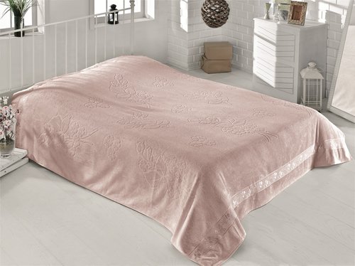 Махровая простынь-одеяло-покрывало Pupilla EFSUN махра бамбук грязно-розовый 200х220, фото, фотография