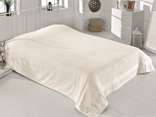 Махровая простынь-одеяло-покрывало Pupilla EFSUN махра бамбук кремовый 200х220, фото, фотография
