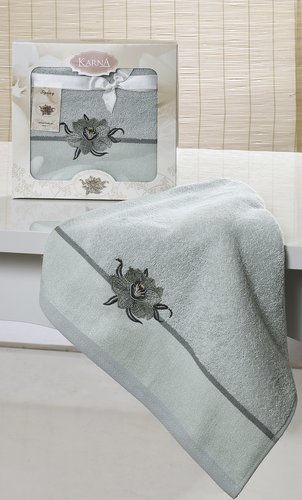 Полотенце Karna SPRAY махра хлопок светло-зелёный 50х90, фото, фотография