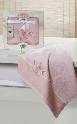 Полотенце Karna SPRAY махра хлопок светло-розовый 50х90, фото, фотография